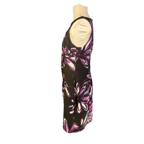 ALYX Petite 8P Sleeveless Floral Black & Purple Zipper Back Dress - Picture 9 of 9
